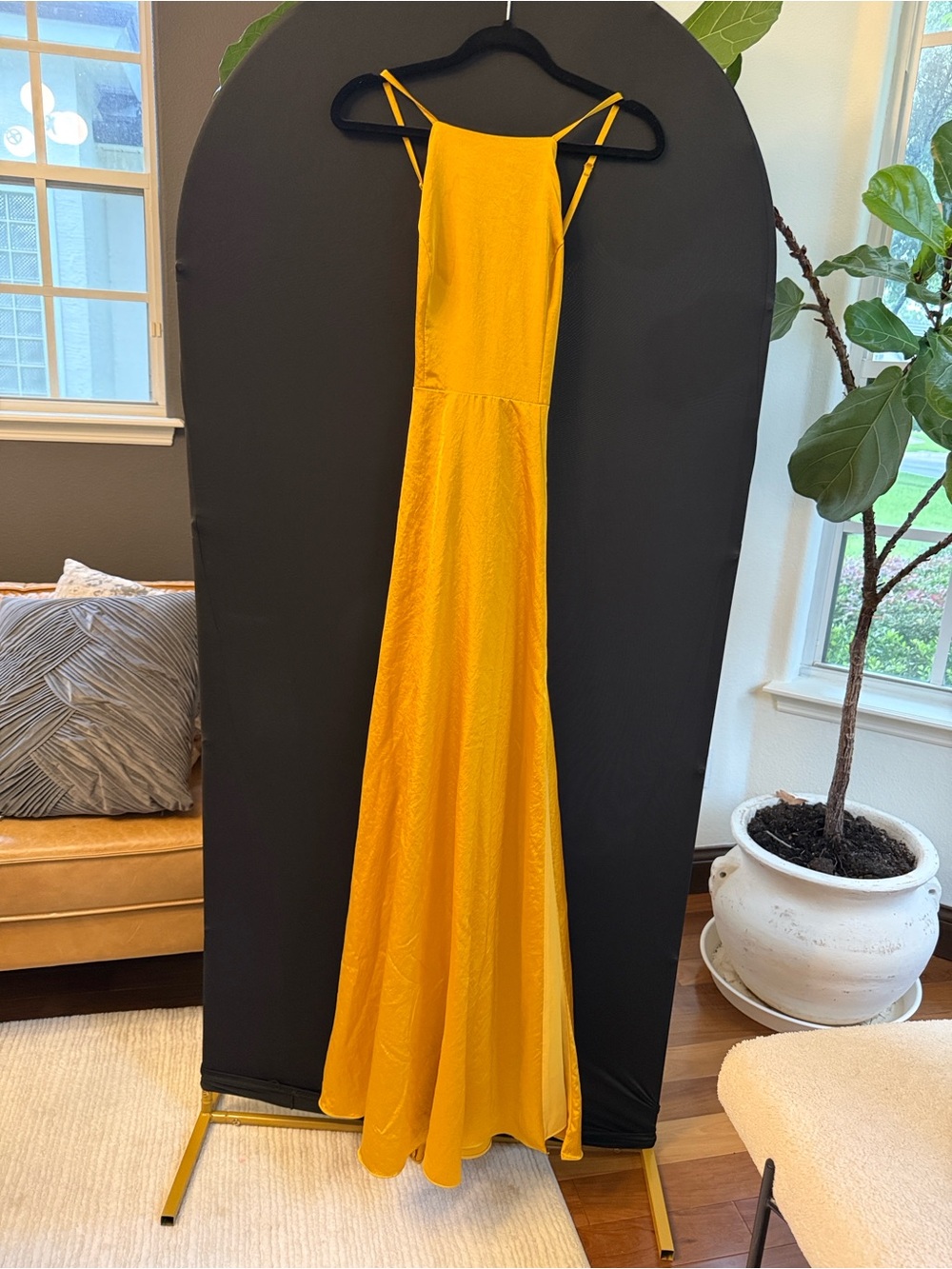 Lulu's Golden Yellow Strappy Maxi Dress